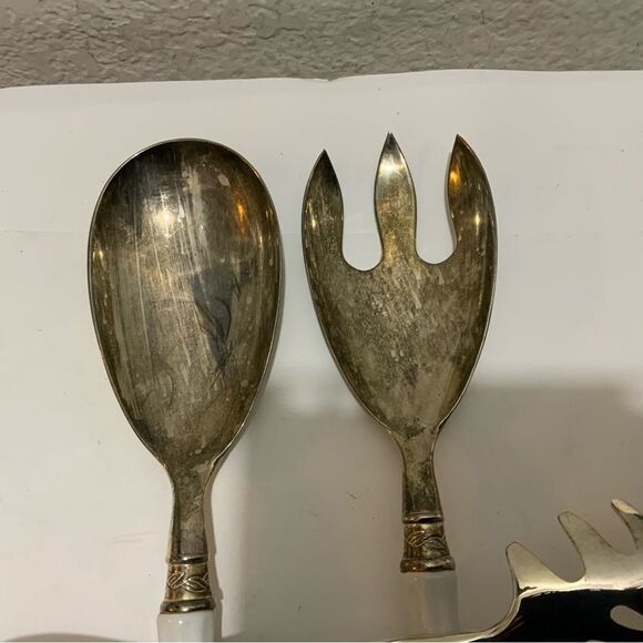 Godinger Art Co. Silver Plated 3 Pc. Hostess Serving Set w/ Porcelain Handle G2 - Picture 6 of 7